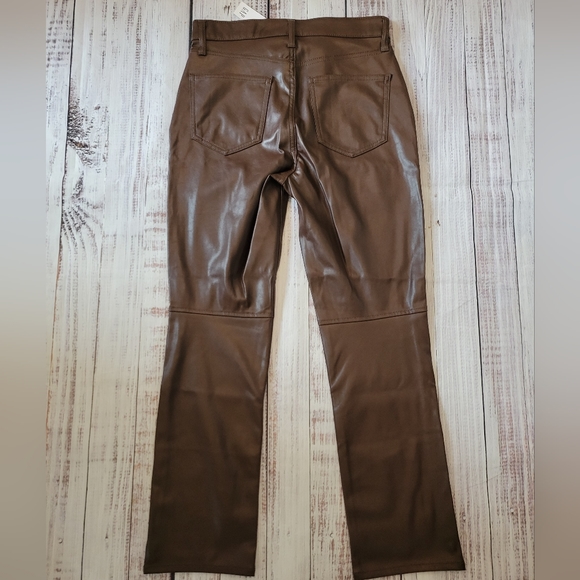 GAP High Rise Faux Vegan Leather Vintage Slim Pants Espresso Brown NEW - Picture 8 of 8
